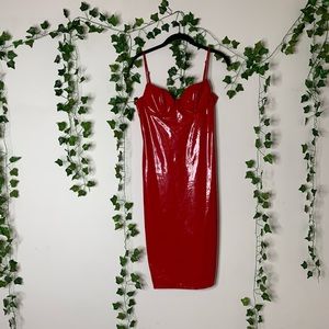 pLeather Bodycon Red Dress